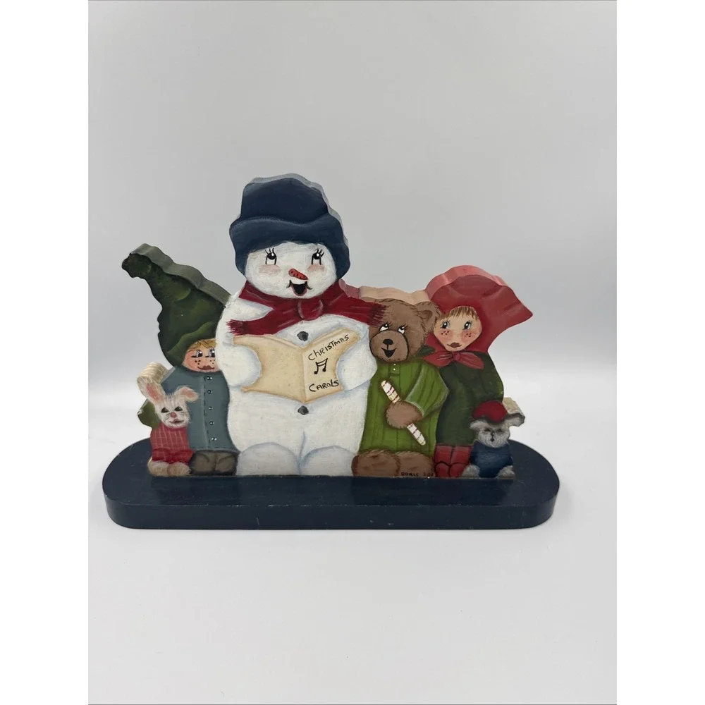 Handpainted 2005 Christmas Carolers Trio Wood Wall Shelf Sitter
